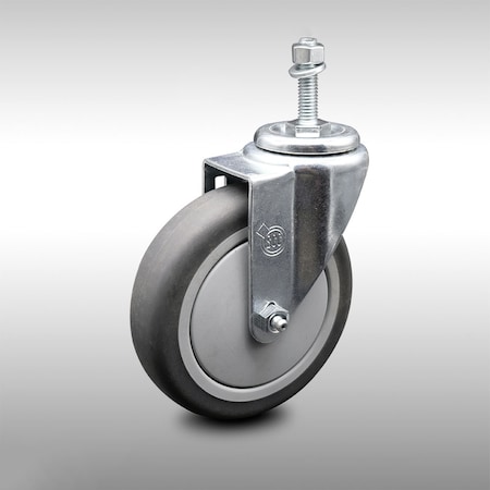 Service Caster 5 Inch SS Thermoplastic Rubber Wheel Swivel 3/8 Inch Threaded Stem Caster SCC SCC-SSTS20S514-TPRB-381615